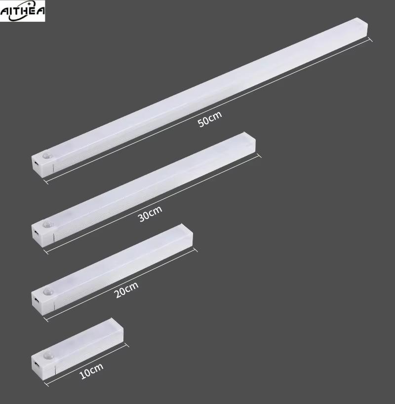 AITHEA PIR Motion Sensor LED Cabinet Light USB Rechargeable Induction Night Light Wireless Portable Detector Lamp for Hallway
