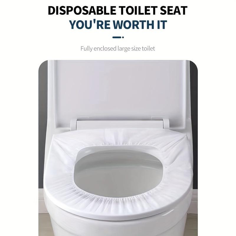 50pcs Disposable Toilet Seat Covers with Elastic Bands - Hygienic Portable Toilet Seat Protectors for Travel, Hotels, Public Restrooms