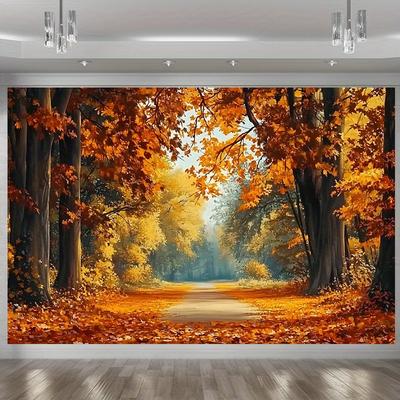 2D Plane, 1 Piece of Autumn Forest Scene Banner, Suitable for Family, Room and Party Background