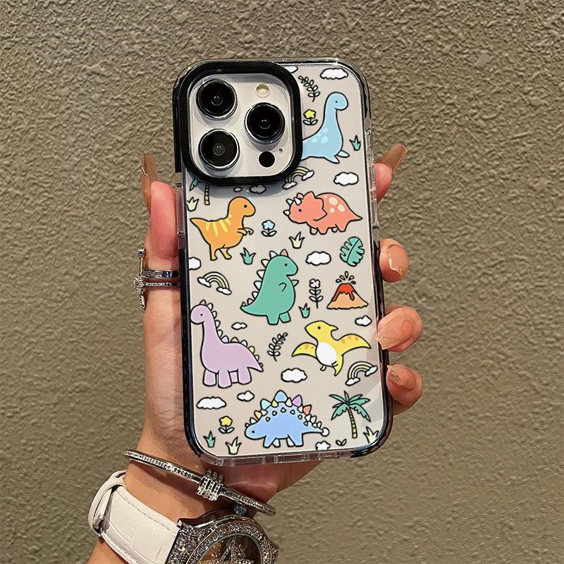 Summer New Fun Funny Little Dinosaur Iphone14 Transparent Mobile Phone Case Apple 17 Anti-drop Soft Case 16 Cute