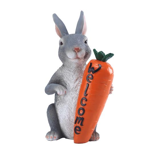 

Юшенг Пасхальный кролик Орнамент Смола Кролик Фигурка Приветственный Кролик Статуя с Морковью для Патио Двор Газон Наружный Арт Декор Rabbit