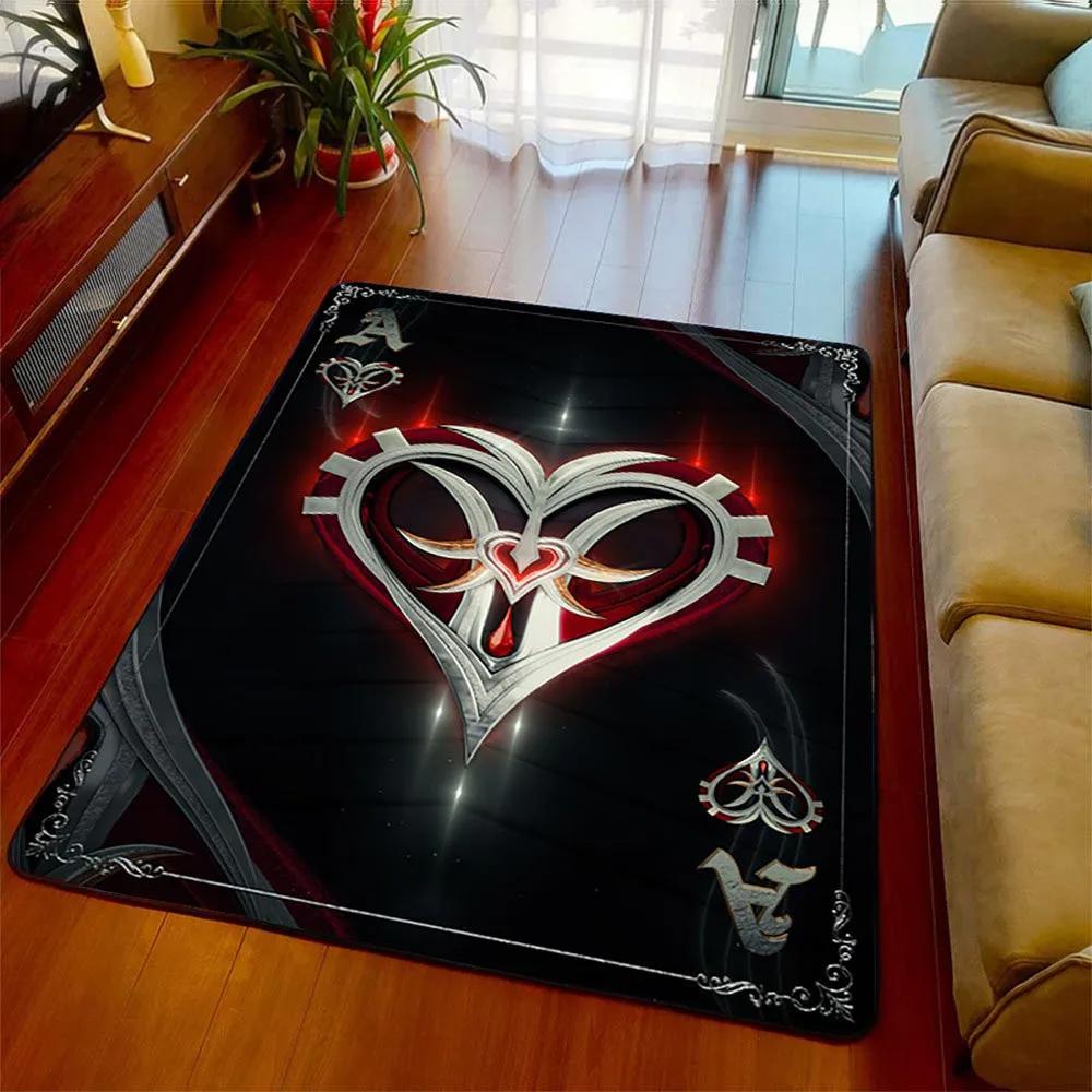 Moderne Malerei Pik Karte Poker Teppich Wohnzimmer Teppich Heimdeko Flur Fußmatte Rutschfest Küche Badezimmer Schlafzimmer Bodenmatte