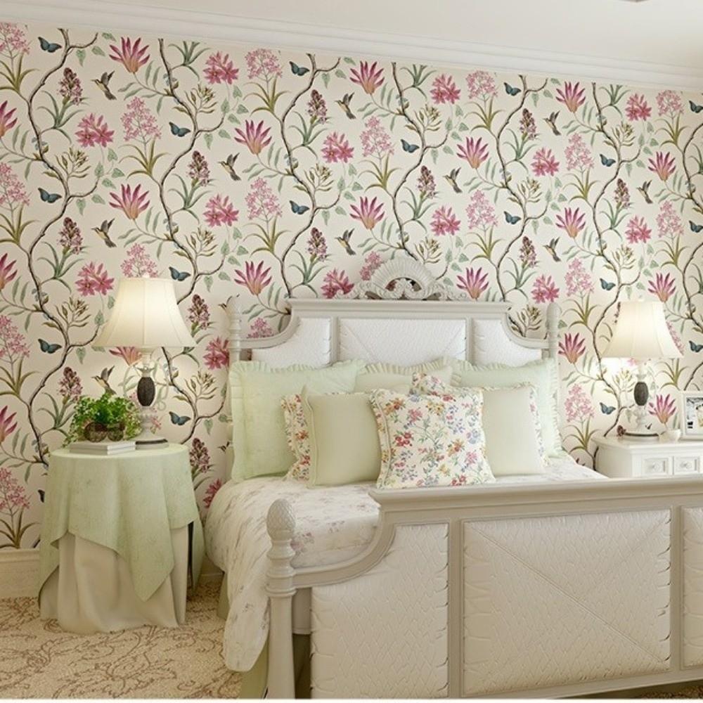 Non-woven Fabric Self Adhesive Wallpaper Aluminum Foil Bottom American Retro Wall Sticker  Wardrobe