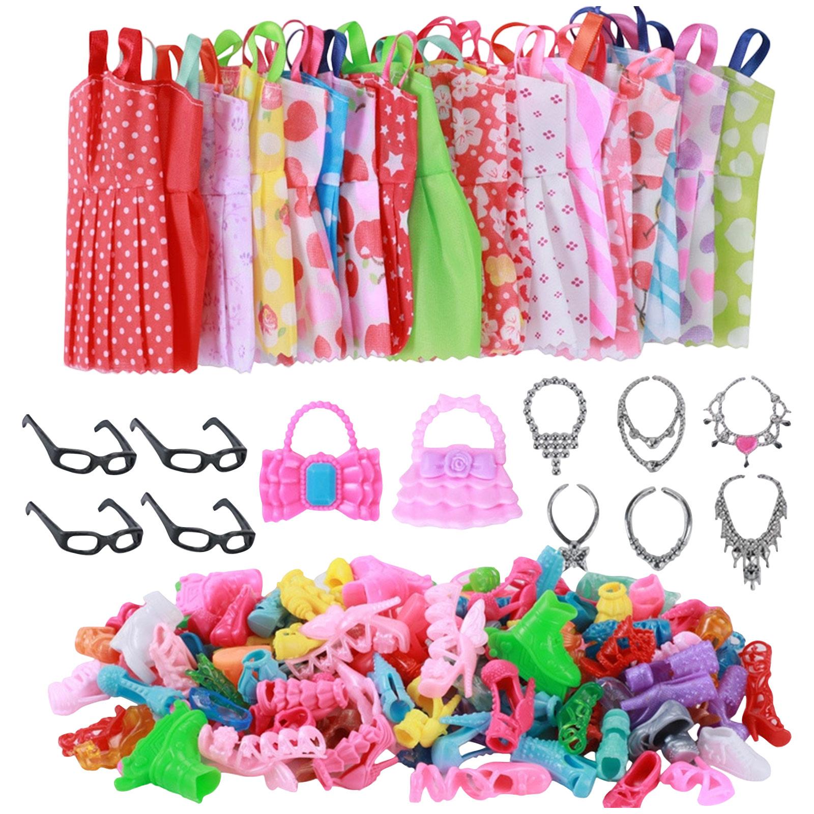 

32-piece Doll Accessory Set: 10 Doll Dresses + 4 Pairs Of Glasses + 6 Necklaces + 2 Handbags + 10 Pairs Of Shoes