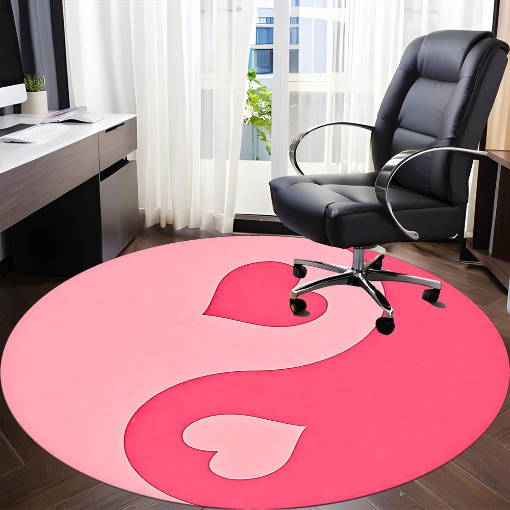 1 Stück Liebe Harmonie Büro Runder Teppich, Matte Geeignet Für Büro, Unter Bürostühlen Schlafzimmer Wohnzimmer Heimdekoration, Zimmer Deko