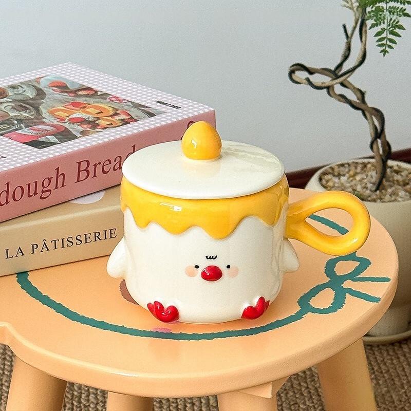 Cute Chick Ceramic Mug with Lid