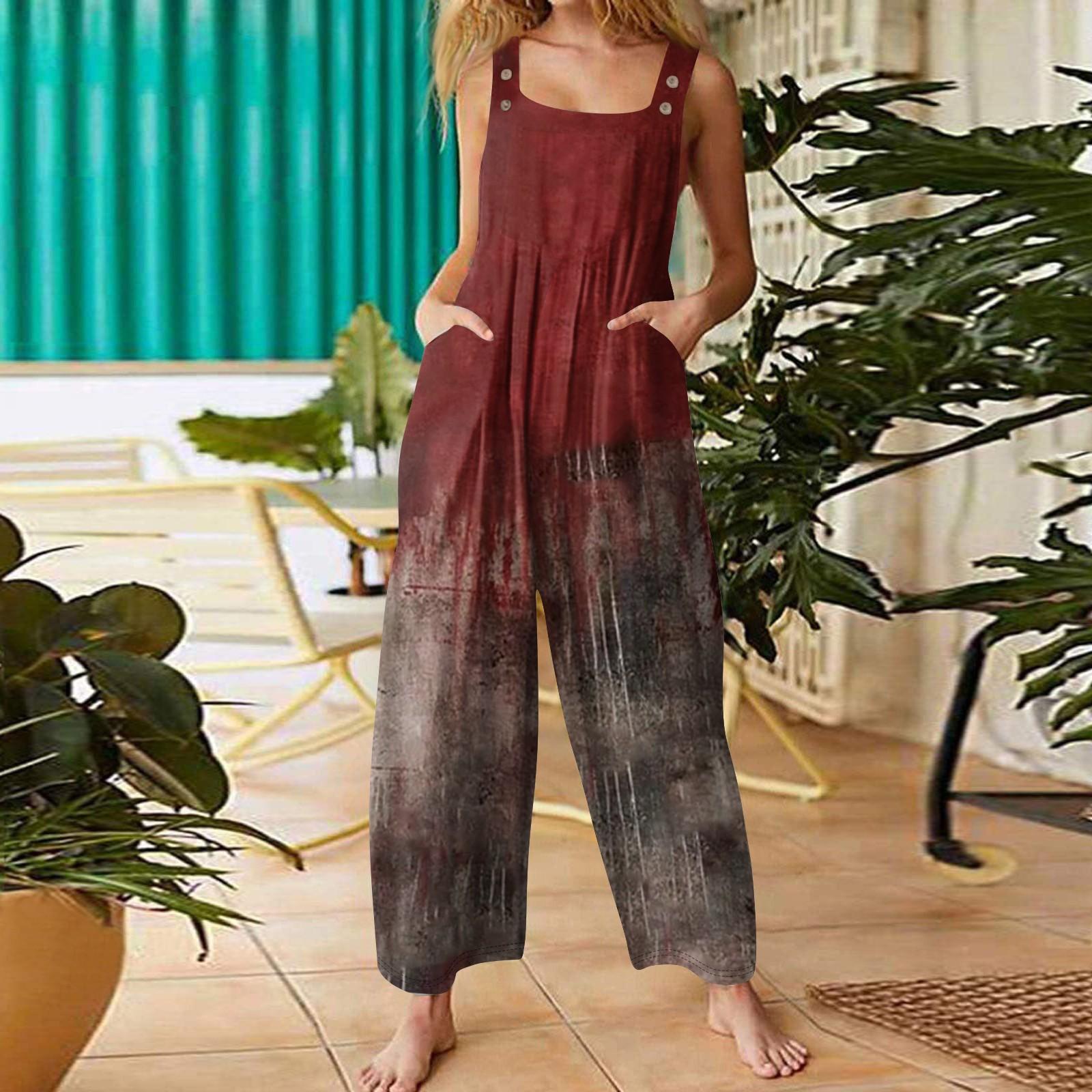 

Женская мода ул.. Повседневный свободный ретро-комбинезон с подтяжками и принтом ко Дню Святого Патрика XL