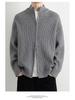 Men's Stand Collar Double Zipper Cardigan Sweater - High-End Lazy Style for Autumn and Winter
