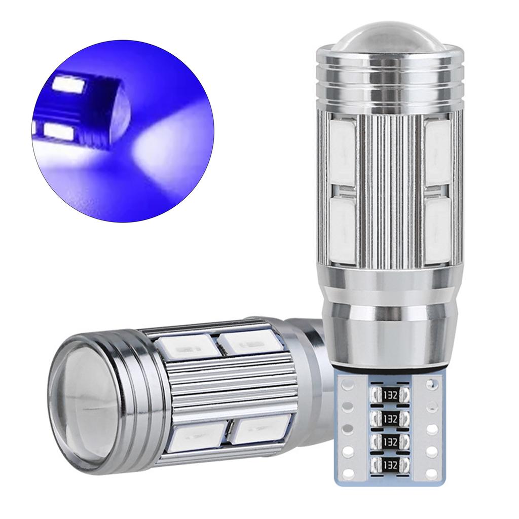 2pcs Car LED Light Bulb T10 5730 5630 10SMD Super Bright for Reading License Plate Lamp Blue