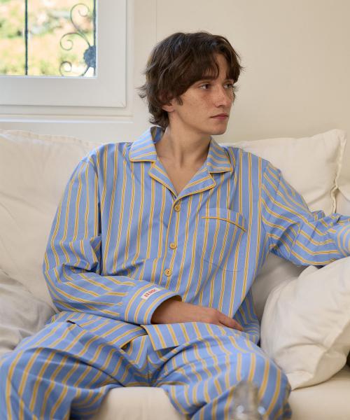 

[ULLALA PAJAMAS] Мужской синий комплект пижамы с длинным рукавом L EVE (40 Количество) [Отправлено из Кореи] 100% Оригинал Blue Free
