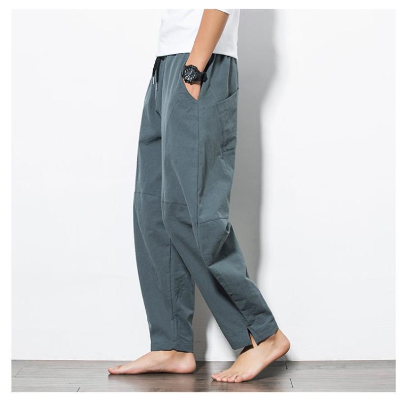 Shang Loose Trousers Men's Plus Fat Plus Size Cotton and Linen Casual Pants Chinese Style Harem Pants Foreign Trade