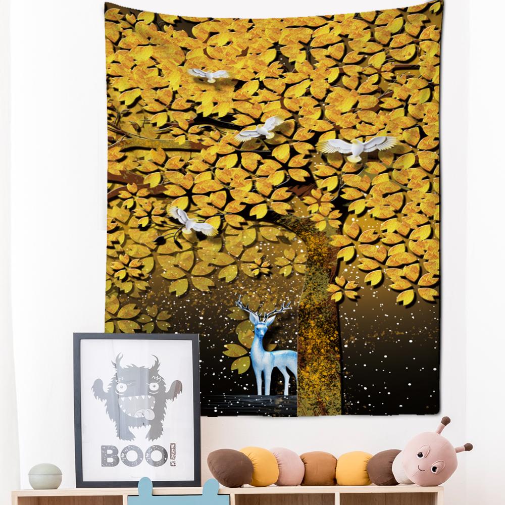 Neon Impression Painting Tapestry Wall Hanging Bohemian Style Elk Koi Psychedelic Witchcraft Living Room Home Decor