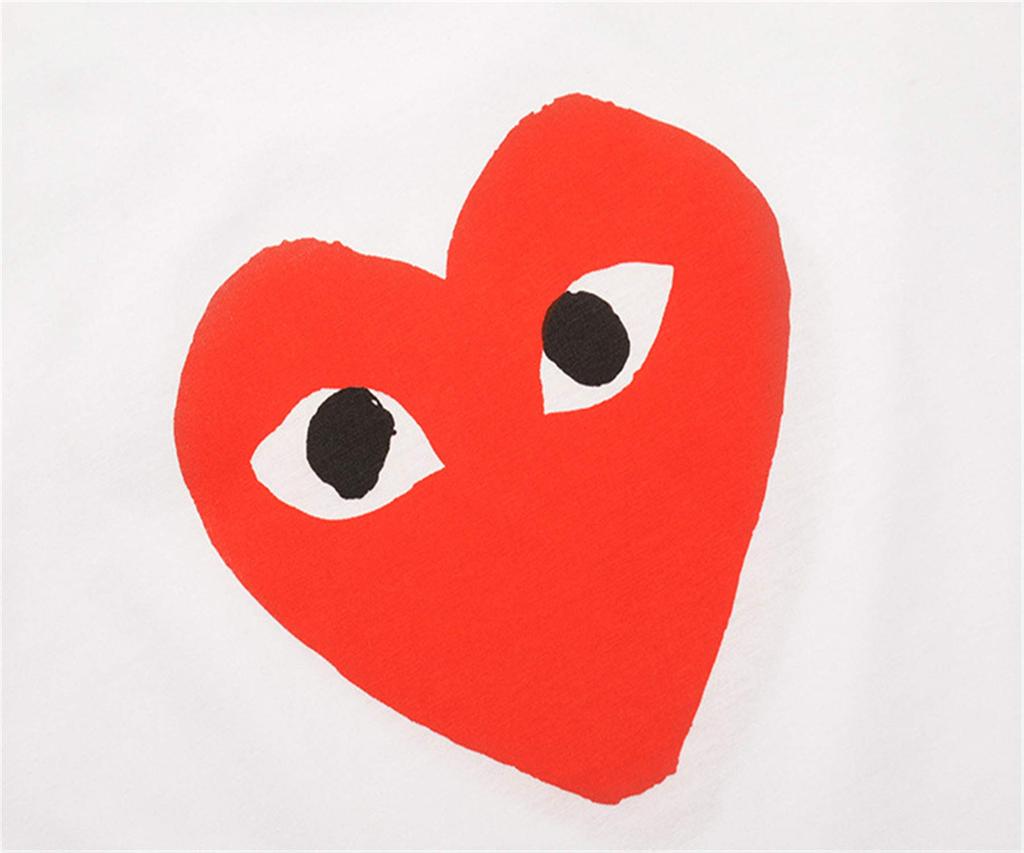COMME Des GARCONS PLAY COMME Des GARCONS PLAY Short Sleeve Summer Simple Red Heart Embroidery Tops Unisex Main Cotton Men's T-Shirt Double-sided