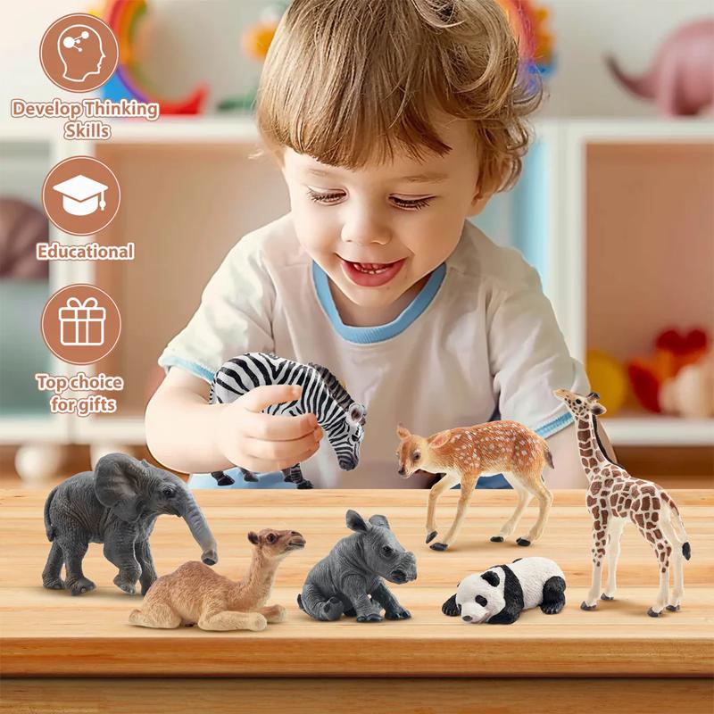 12Pcs Simulation Wildlife Animals Model Toy Mini Figures Dolls Action Figurines Toys for Children Set Gift Cake Decoration