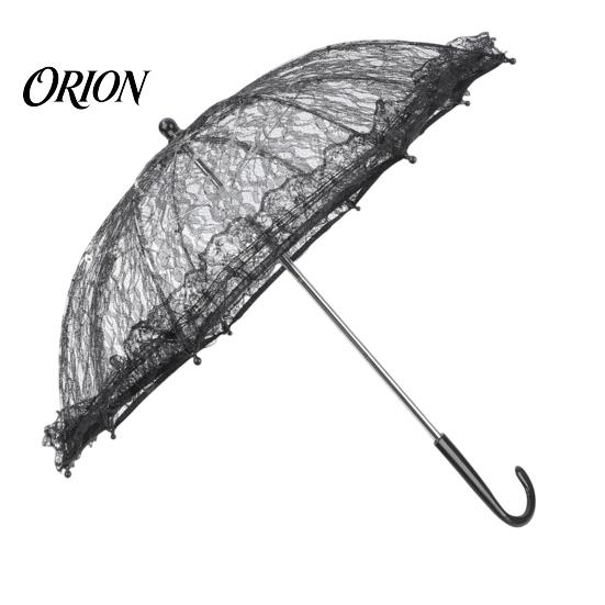 Black Lace Wedding Umbrella Vintage Gothic Umbrella, Bridal Parasol for Halloween Elegant Hollow Embroidery Witch Cosplay, Decoration, Stage A