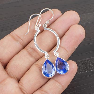Tanzaniet Handgemaakte Edelsteen Oorbellen, 925 Massief Sterling Zilveren Oorbellen Antieke Sieraden, Oorbellen Voor Verlovingscadeau