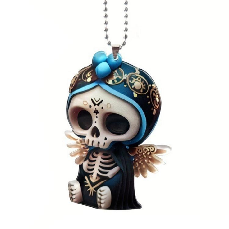 Creative Skull Shaped Car Pendant Acrylic Keychain Unique Halloween Decorations