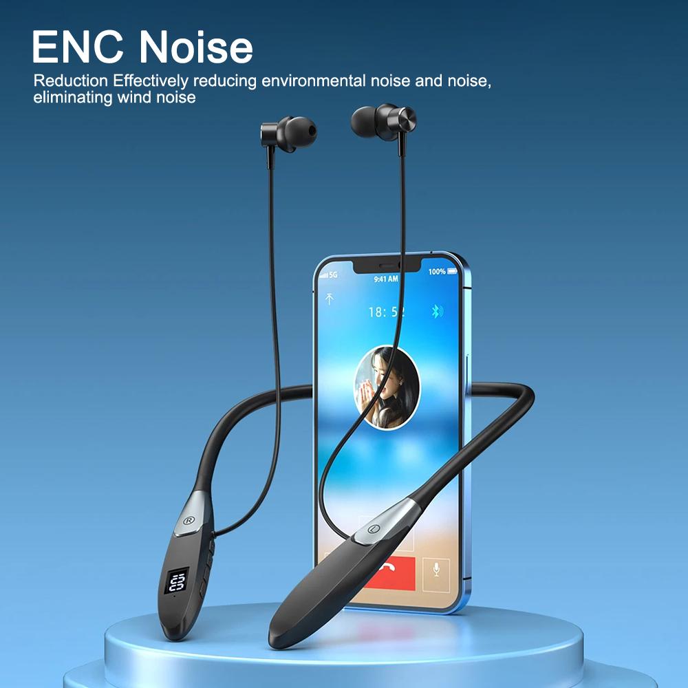 60 Hours Playback Wireless Bluetooth 5.3 Headphones Neckband Bass Stereo Sports Waterproof Headphones with Microphone