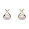 Light Luxury Niche Hollow Geometric Imitation Pearl Stud Earrings Femininity Triangular Cross Earrings