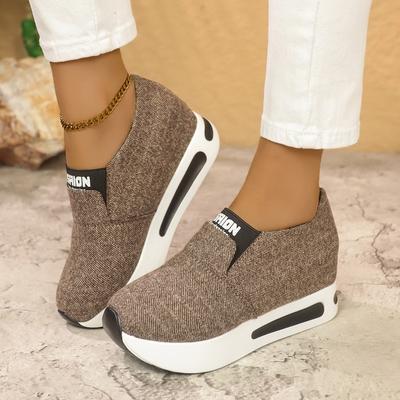 Tênis Casuais Femininos Plus Size de Bico Redondo, Slip-On de Cano Baixo para Esportes