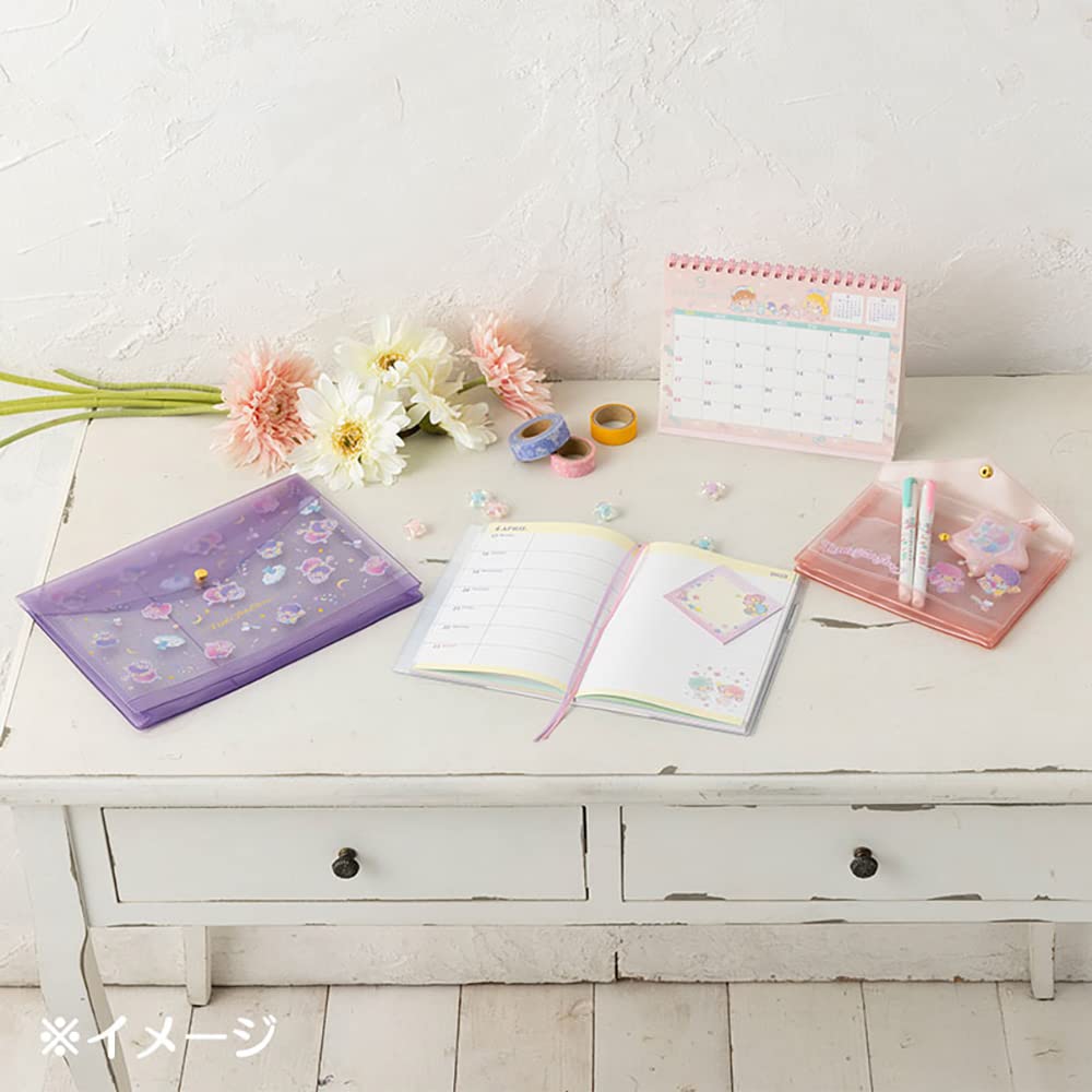 Sanrio 2023 Monats- und Horizontal-B6 Little Twin Stars Kalender Beginnt Oktober Volle Anzeige von Rokuyo des Monats SANRIO Lila Tagebuch, Wöchentlich, Liniert,