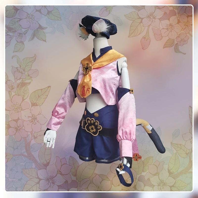Game   Diona Cosplay Costume Diona Outfits Dress Uniforms 32cm Short Pink Wigs Shoes Boots For Women Halloween