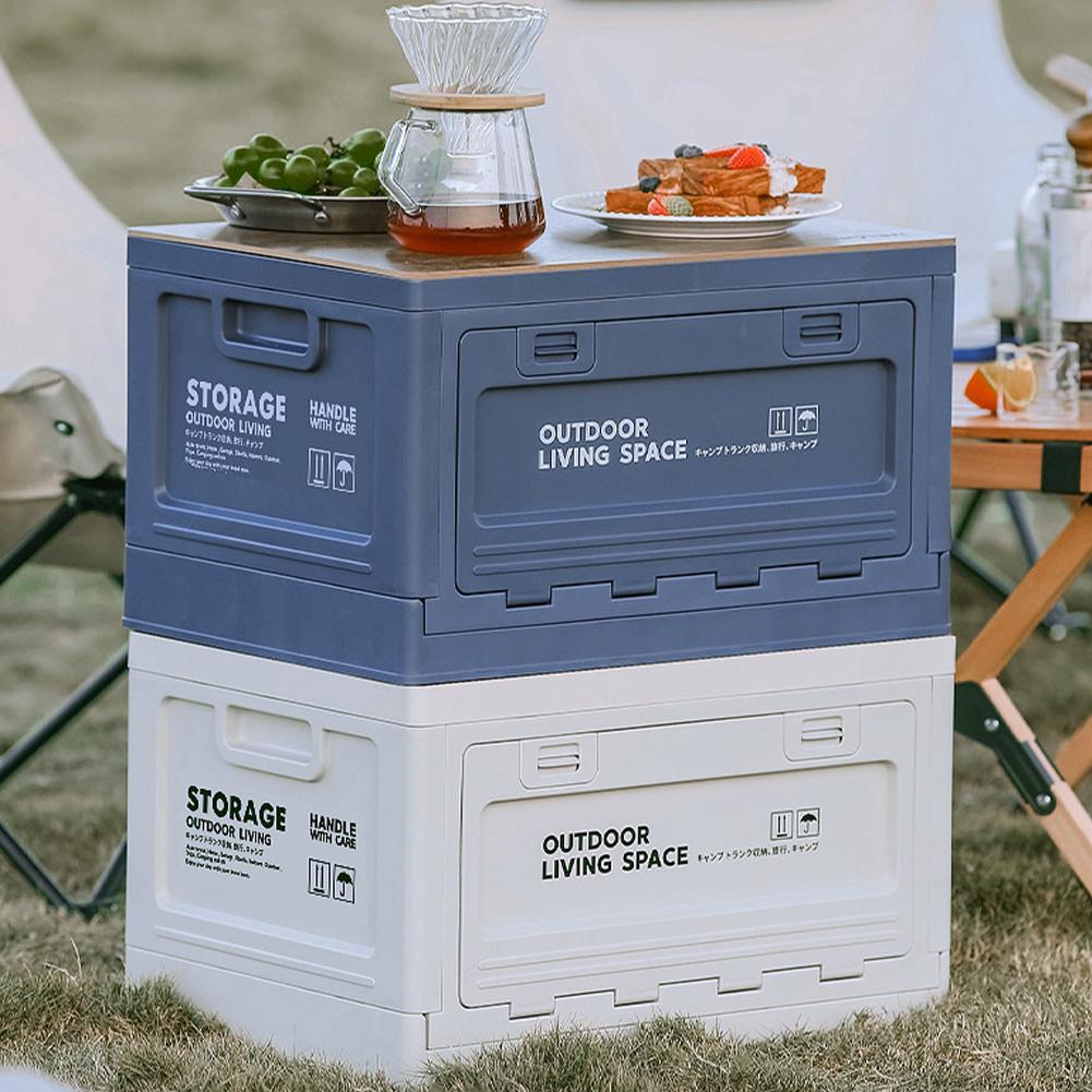 27L Camping Storage Box Large Capacity Outdoor Bench Chopping Board Lightweight Car Storage Food Box for Tableware Storage