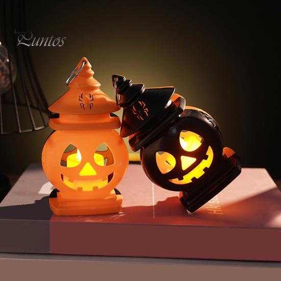Safe Indoor Pumpkin Light Halloween Castle Lantern, Handheld Glowing Jack O Lantern Lamp for Kids, Spooky Party Decoration Prop, Night Toy Warm White