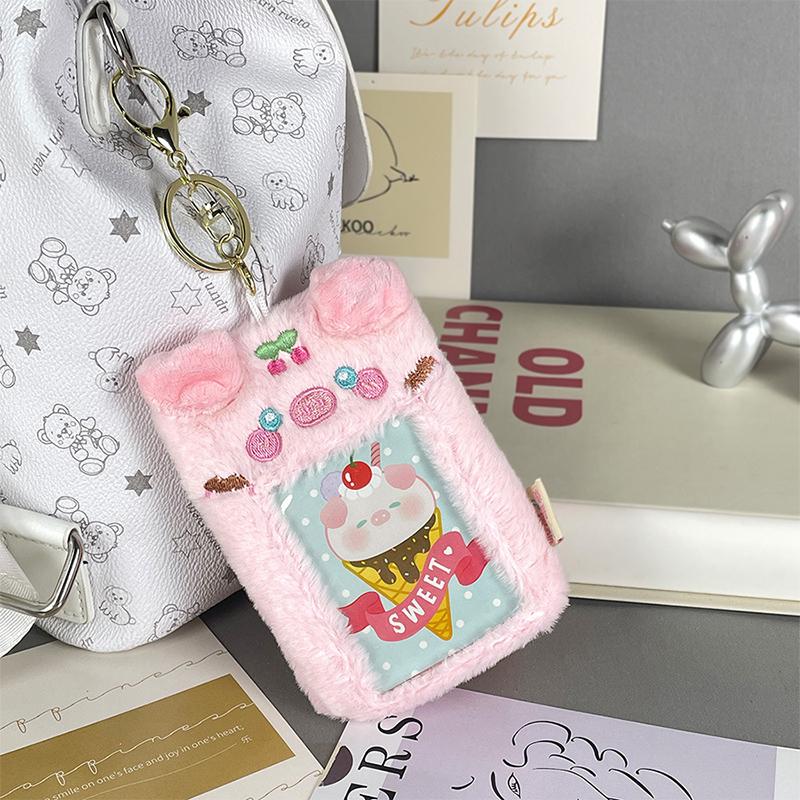 

Мультяшная лиса, плюшевый держатель для фотокарточек, брелок для ключей, карточка на обед в стиле Kpop, чехол для автобусной карты, защитный чехол с изображением щенка волка, подвеска