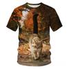 Summer Round Neck 3D Cute Cat Print Top Fashionable Casual Short Sleeved Men's T-shirts