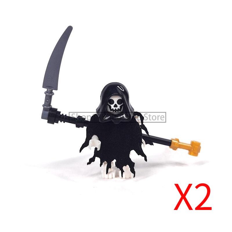 MOC Halloween Building Blocks Skeleton Army Knight Figures Flame Horse Medieval Vampire Furniture Assembly DIY Bricks Toys Gifts
