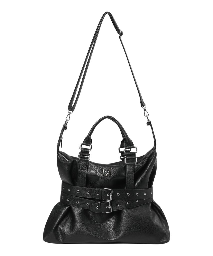 Mucent Kor Front Double Belted Leather Tote Bag Unisex