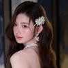 1/2pcs French Ballet Style Imitation Pearl Bow Ribbon Women Hairpin Sweet Simple Elegant Bangs Side Clip Headwear