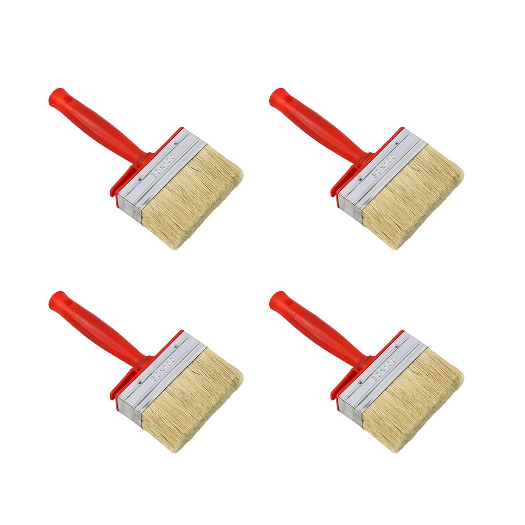 4Pieces Stain Applicators Set with Natural Bristles Ideal for Deck Terrace and Furniture Coating Projects Supplies