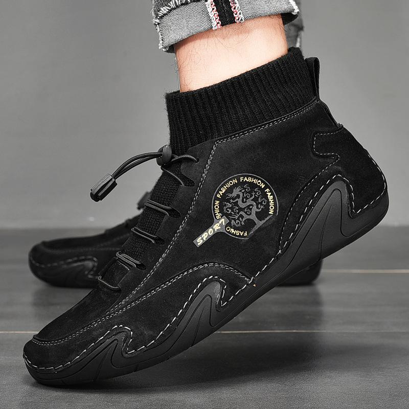 Herbst und Winter 2025 lässige Martin-Stiefel für Herren, Übergröße, mittelhoch, Herren-Thermosocken aus Samt und Baumwolle, Schuhe, koreanische Version