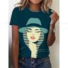 Summer Round Neck 3D Lady Face Graphic Print Top Fashionable Casual Short Sleeved Women's T-shirts