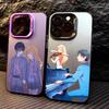 Triste A-Anime Tu Mentira en Abril Funda para Teléfono Para iPhone17,16,15,14,13,12,11 Plus,Pro Max Color Plateado Interior