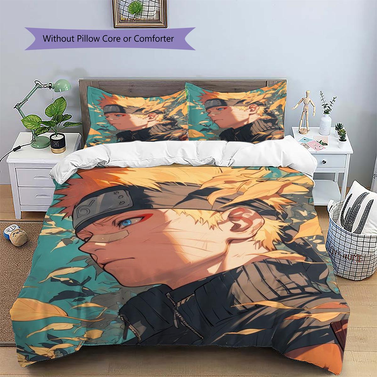 

Naruto Uzumaki Patterned Pillowcase & Duvet Cover Set Anime Art Printed Bedding for Bedroom Decoration Best Gift Choice.-TING 135x200cm