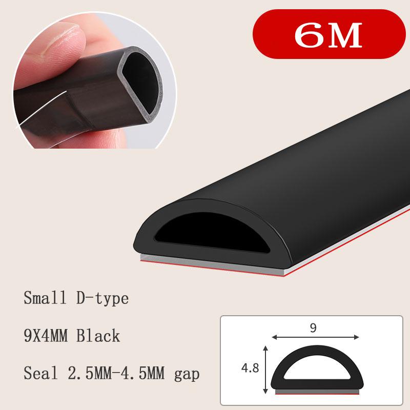 6Meters D/E/I Type Door Window Sealing Strip Silicone Rubber Weather Strip Self-adhesive Tape Anti-collision Insulation Seal