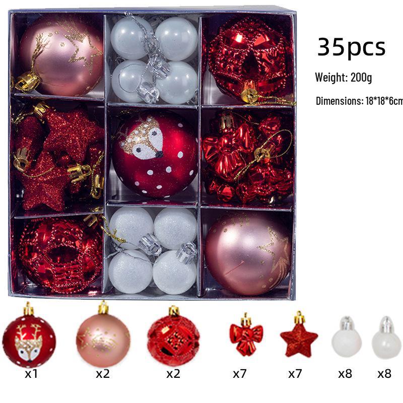 Set of 35 Electroplated Bright Plastic Christmas Ball Ornaments for Window Displays and Decorations
