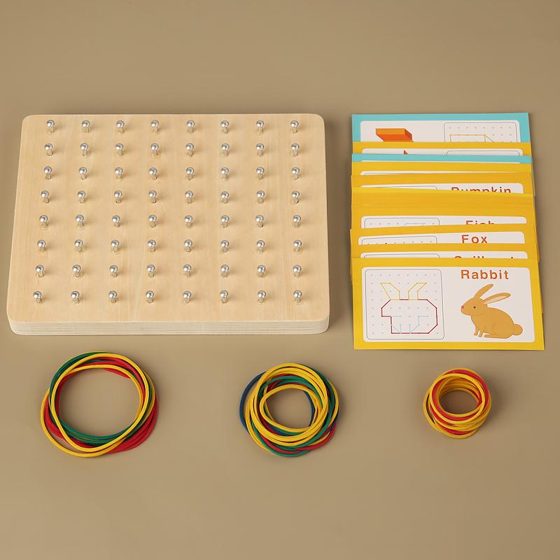 Wooden Toys Montessori  Educational Toys Learning Activities Toy Of Small Nail Board  Preschool Fine Material,Christmas Gift