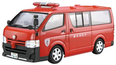 Aoshima Bunka Kyozai The Model Car Series SP Toyota TRH200V Hiace Fire Inspection Public Relations Vehicle 2010 Plastic Model 1/24