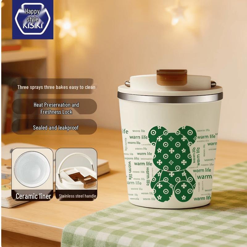 Big Bear Portable Ceramic Lined Insulated Coffee Mug
