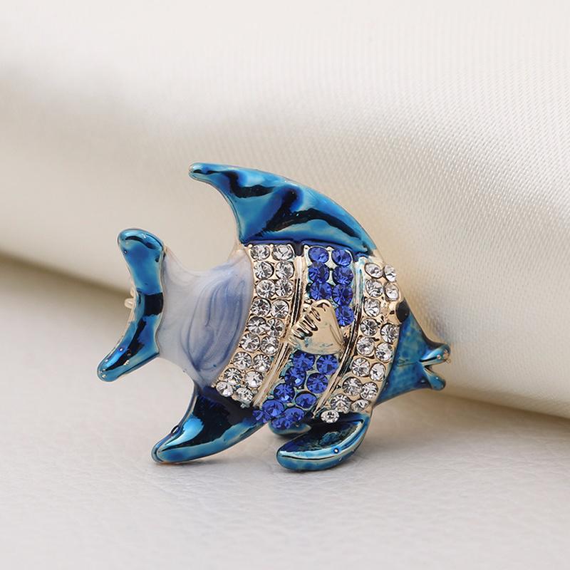 Fish Brooches Pin Animal Shinny Rhinestone Goldfish Brooch for Women Christmas Gift