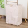 Foldable Cotton-Linen Laundry Hamper with Wooden Handle - Waterproof and Portable for Bedroom & Bathroom