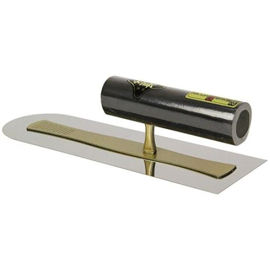Kincho Stainless Steel Round Black Handle Trowel, 0.3mm Thick, 240mm,
