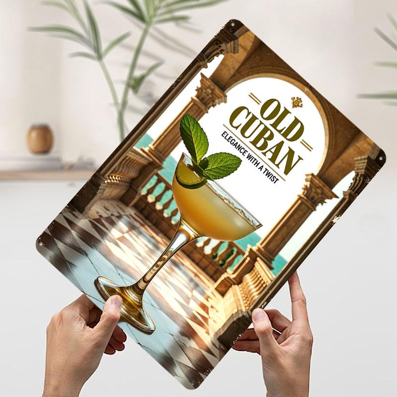 

Vintage Old Cuban Cocktail Printed Poster Customized Wall Art Retro Vintage Metal Tin Signs for Decoration At Home Decorations 7.9x11.8In(20x30cm)