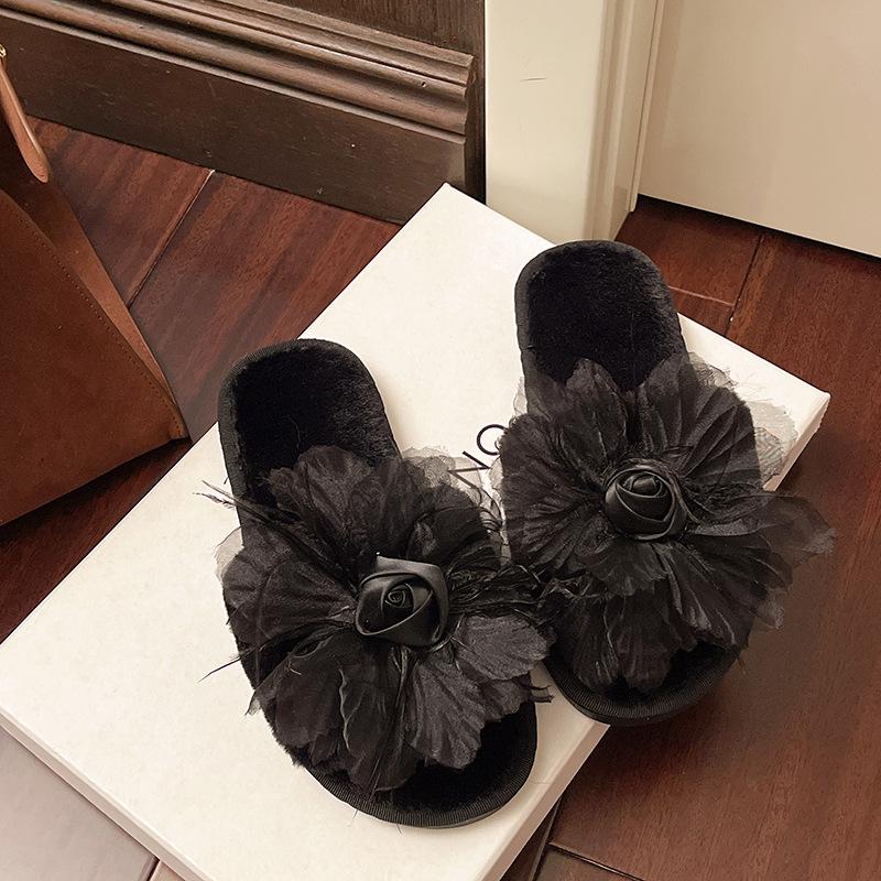 

Fairy Fairy Maomao Wind Cotton Drag Slippers Female New French Indoor Fairy Flat Bottom Home Autumn 2025 Outside Wear 36
