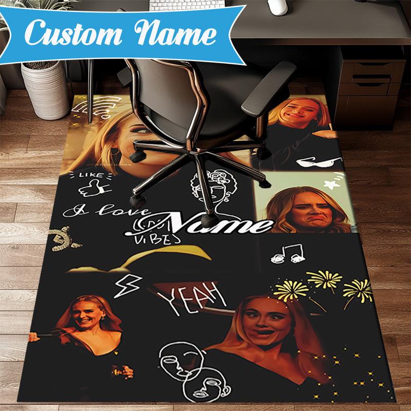 Custom Name Vibes Music Adele Rug Game Carpet, Floor Mat for Bedroom Living Room Entryway Rug, Home Decor Idea Gift for Christmas birthday