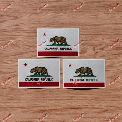 California Republic of California Flag Vinyl Decal Sticker - Set of 3 Reflective 4" - Car Boat Laptop